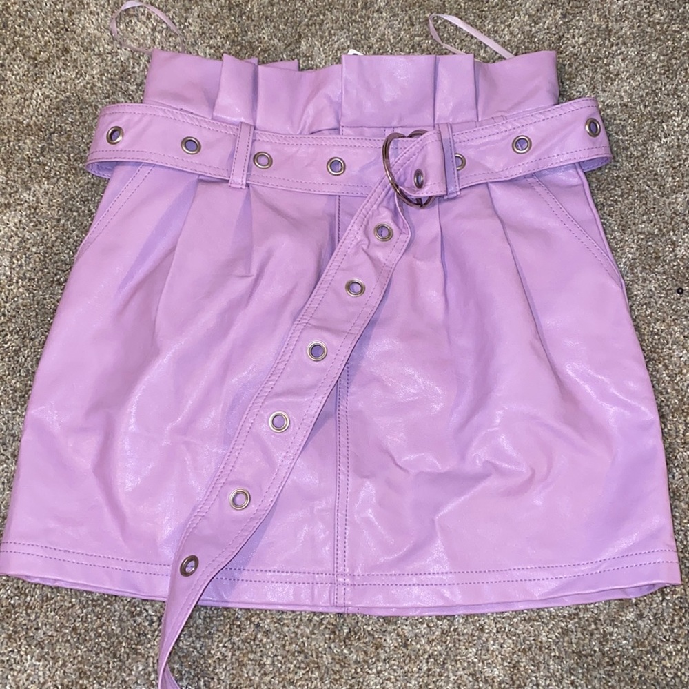 Honey Punch Faux Purple Leather Skirt